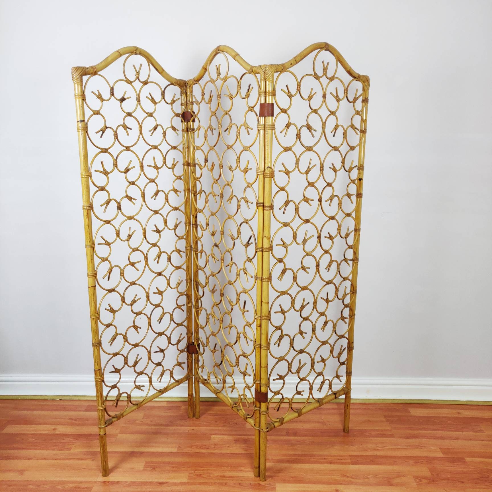 Vintage Bamboo Cane Room Divider Tiki Boho Rattan Cane Mid Etsy UK