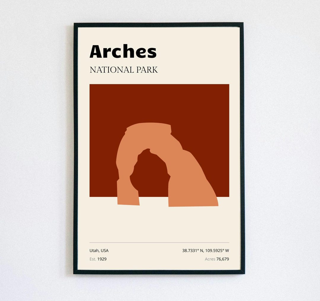 Arches National Park Poster - Minimalist Delicate Arch Print - Digital ...