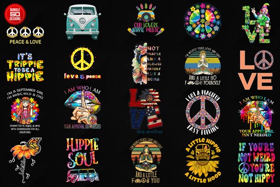 Download Combo 40 Designs Peace And Love Hippie Png Love One Another Etsy