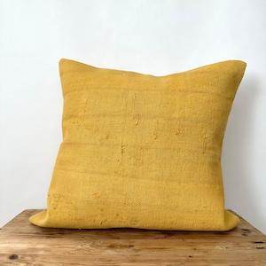 Gelb gestreifter Hanf-Kissenbezug, 50 x 50 cm, Vintage-Kissen, Couchkissen, Dekokissen, türkisches Kissen, Kissenbezug, PE-3931
