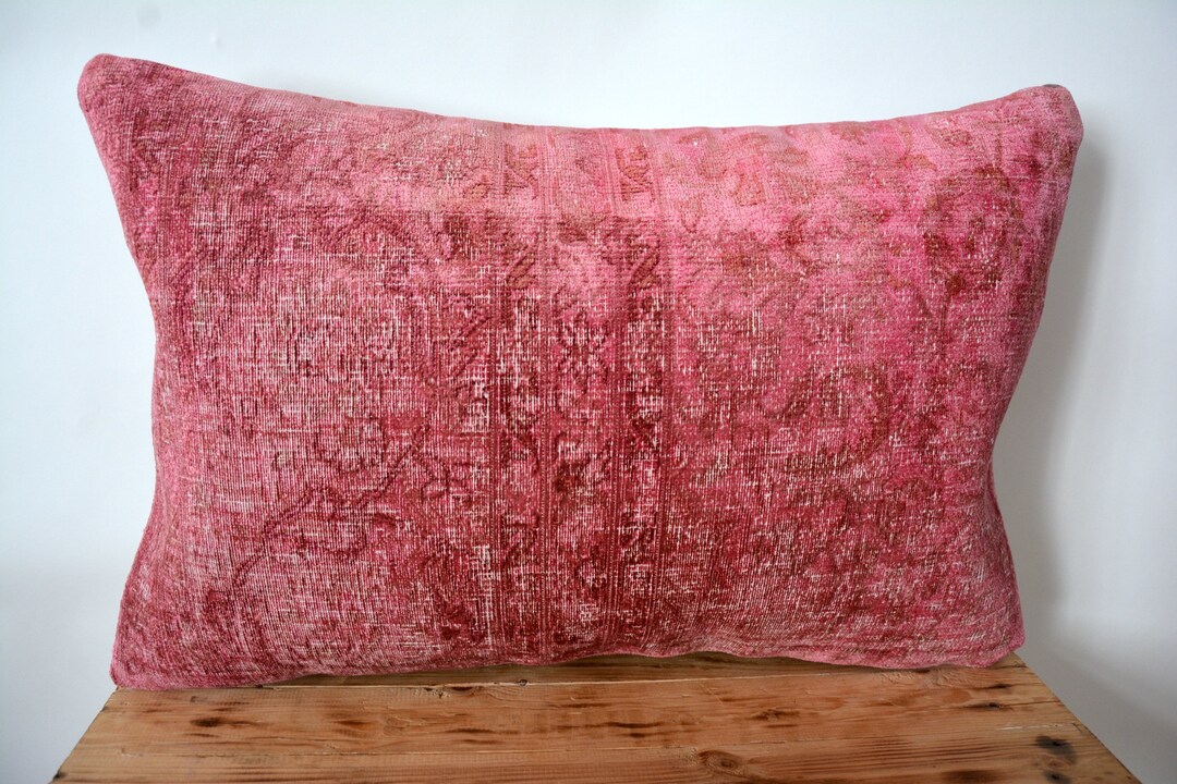 Pink Silk Pillow 16 X 24 Inches Couch Pillow Etsy