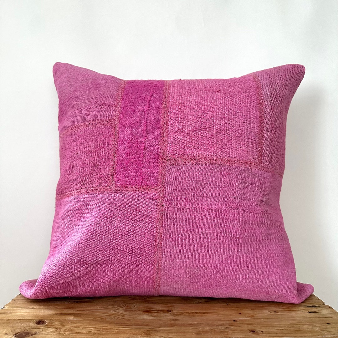Pink Hemp Pillow Cover 24 X 24 Inches Vintage Etsy