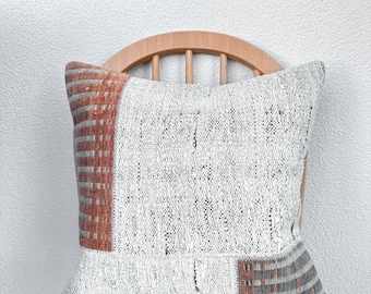 White Hemp Pillow Cover, 20x20 Vintage Cushion Cover, Vintage Pillow Cover, Striped Pillow, Lumbar Pillow, Couch Cushion Cover, Rug Pillow