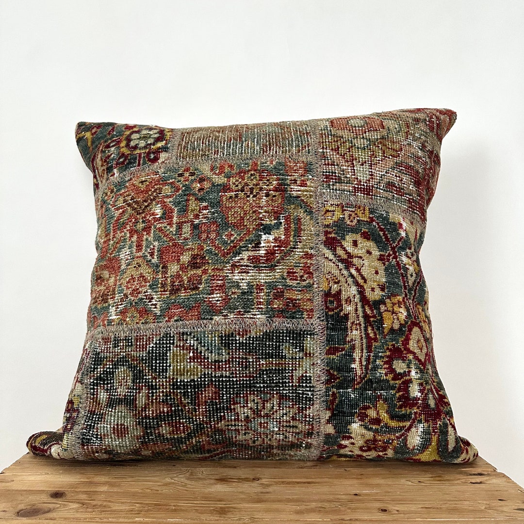 Persian Pillow Cover, 24 X 24 Decorative Pillow, Handmade Pillow, Couch Pillow, Boho Throw