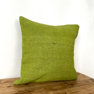 Olive Green Hemp Pillow, 16 x 16 Inches 40 x 40 cm, Bohemian Pillow, Turkish Pillow, Decorative Pillow, Handmade Pillow, PE-3521 image 4