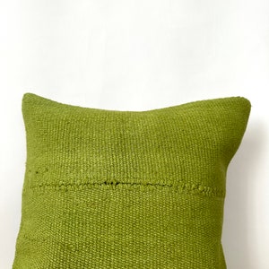 Olive Green Hemp Pillow, 16 x 16 Inches 40 x 40 cm, Bohemian Pillow, Turkish Pillow, Decorative Pillow, Handmade Pillow, PE-3521 image 3