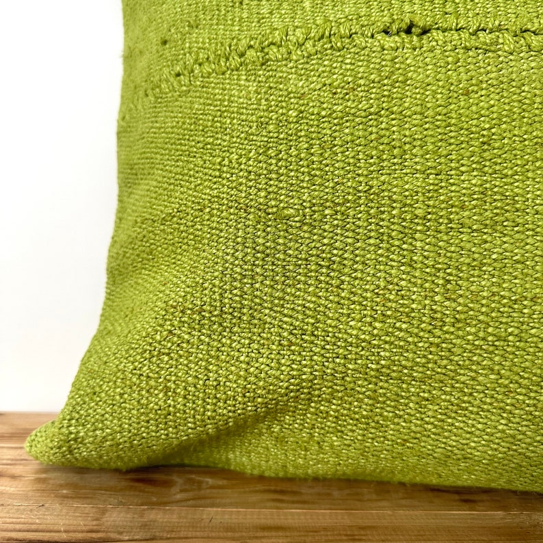 Olive Green Hemp Pillow, 16 x 16 Inches 40 x 40 cm, Bohemian Pillow, Turkish Pillow, Decorative Pillow, Handmade Pillow, PE-3521 image 2