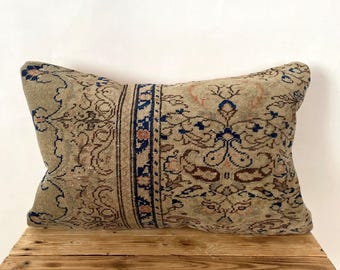 Persian Pillow Cover, 16” X 24” Decorative Pillow, Handmade Pillow, Couch Pillow, Boho Throw Pillow, Wool Pillow Cover, Sofa Cover, PE-1690