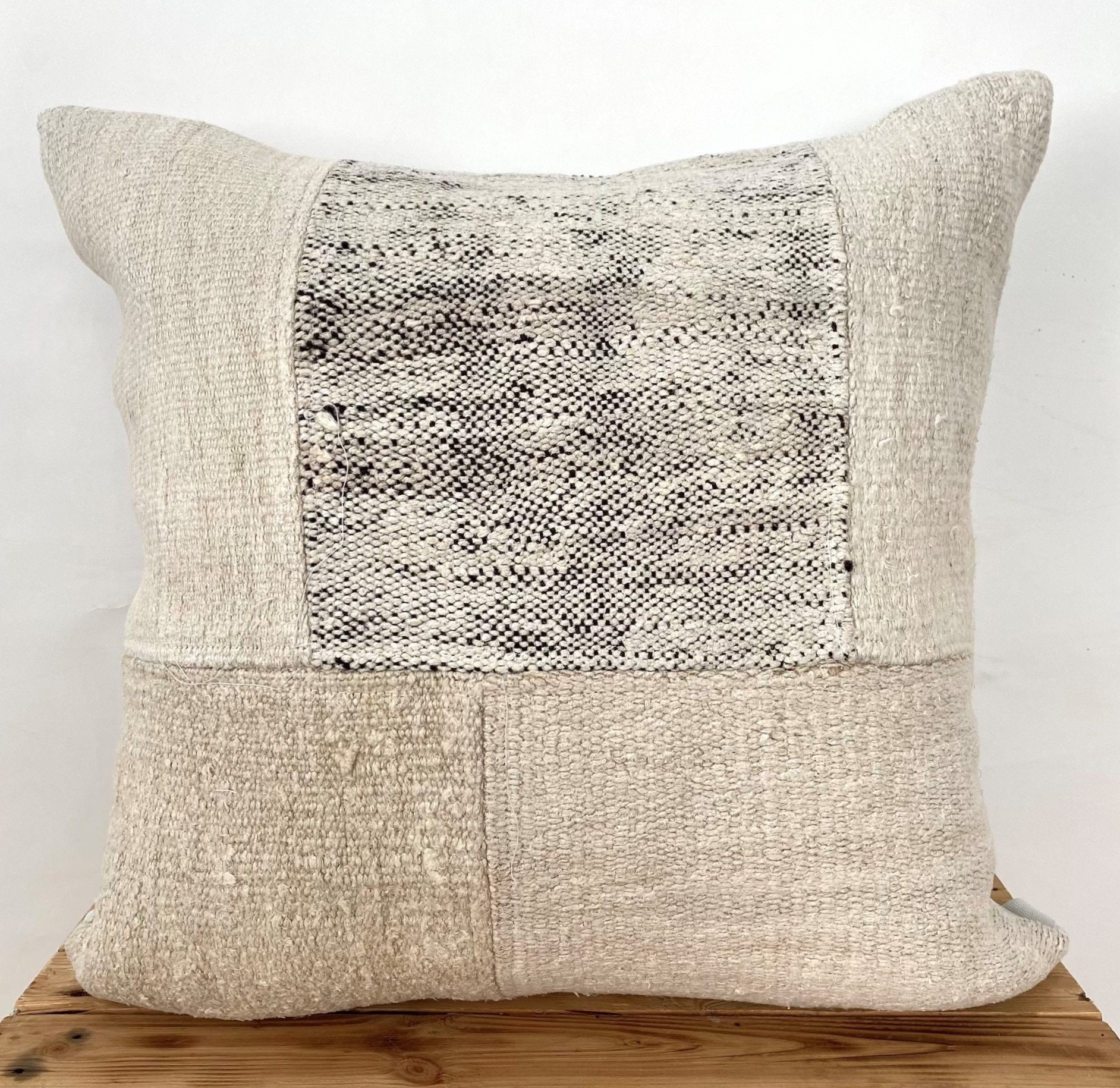 Couch Pillow Decorative Pillow Handmade Vintage Cushion White Hemp Pillow Cover PE-1234 24 x 24 Turkish Pillow Cover Home Decor