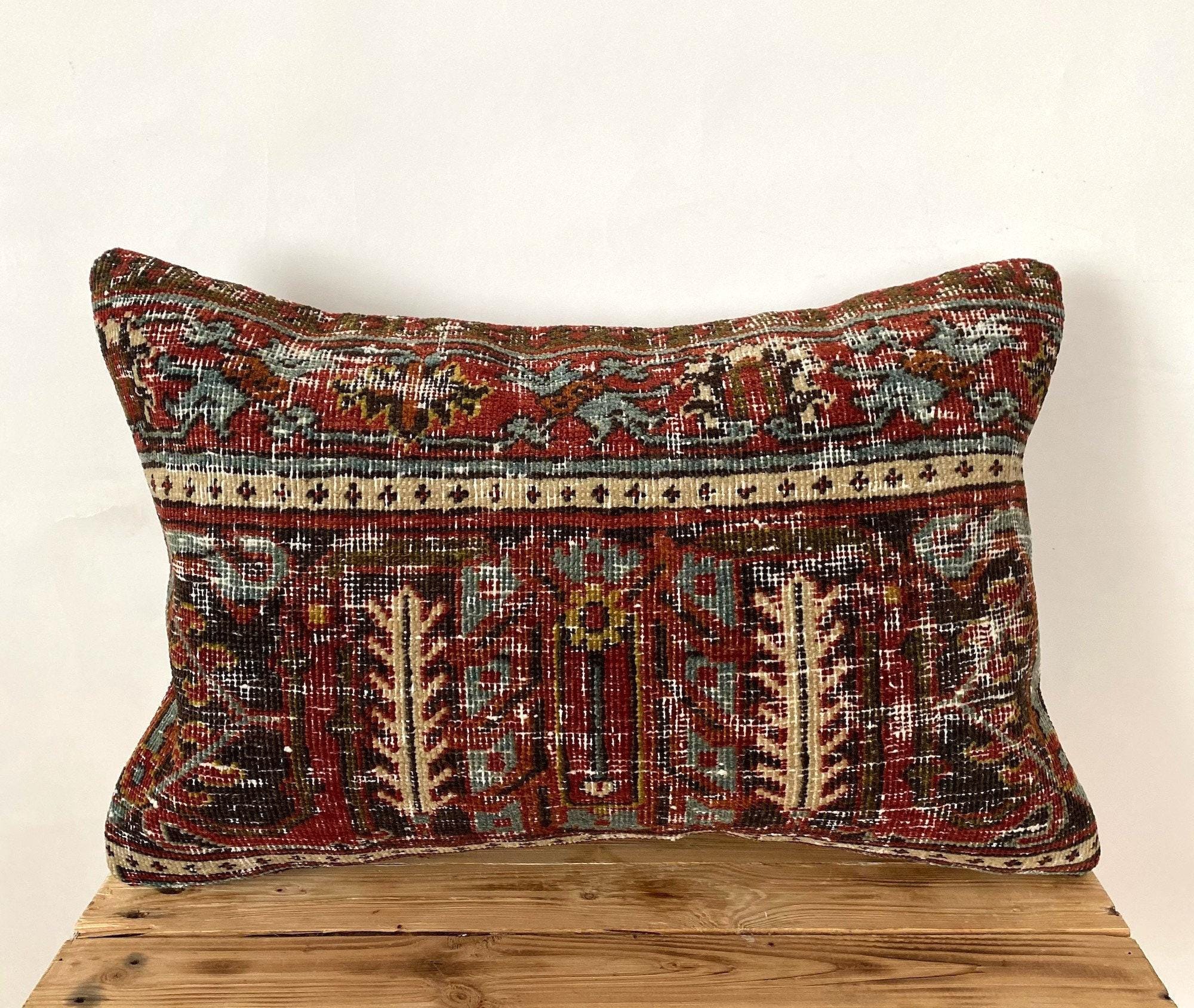 Persian Pillow Cover, 16” X 24” Decorative Pillow, Handmade Pillow, Couch Pillow, Boho Throw Pillow, Wool Pillow Cover, Sofa Cover, PE-1615