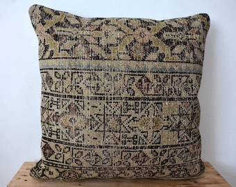 Persian Pillow Cover, 20” X 20” Decorative Pillow, Handmade Pillow, Couch Pillow, Boho Throw Pillow, Wool Pillow Cover, Home Decor, PE-918