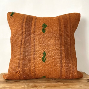 Orange gestreifter Hanf Kissenbezug, 20&quot; x 20&quot; Zoll, Vintage Kissen, Couchkissen, Dekokissen, türkisches Kissen, Kissenbezug, PE-2085