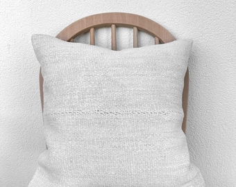 White Hemp Pillow Case, 20x20 Vintage Cushion Cover, Hemp Pillow, Handmade Items, Boho Decor, Custom Pillow, Outdoor Pillow, Floor Pillow