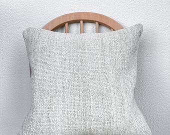 White Hemp Pillow Cover, 20x20 Vintage Cushion Cover, Pillow Case, Pillow Cover, Unique Throw Pillow, Handmade Items, Antique Pillow