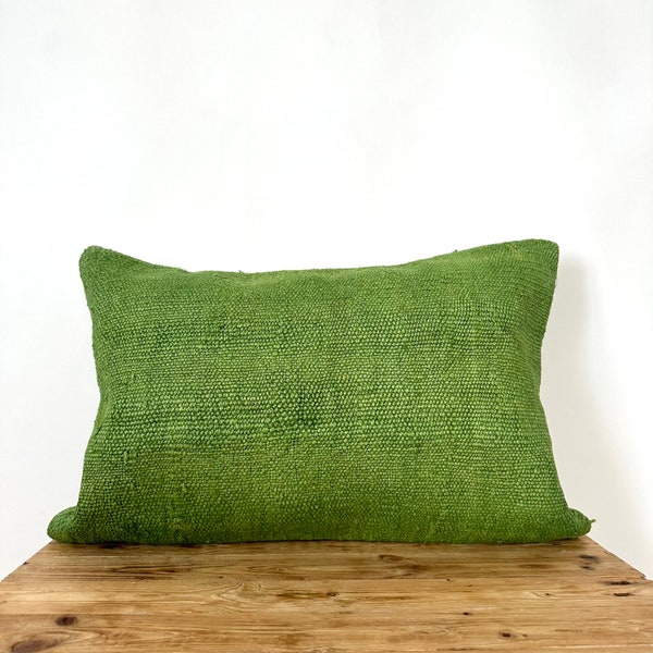 Green Striped Hemp Pillow Cover, 16" x 24" Inches, Vintage Cushions, Couch Pillow, Decorative Pillow, Turkish Pillow, Home Decor, PE-3416