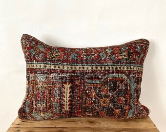 Persian Pillow Cover, 16” X 24” Decorative Pillow, Handmade Pillow, Couch Pillow, Boho Throw Pillow, Wool Pillow Cover, Sofa Cover, PE-1618