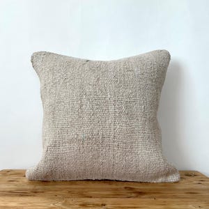 Oreiller en chanvre rayé beige sable, 40,4 x 40,4 cm Taie d'oreiller turc, Oreiller décoratif, Housse de coussin, Décoration d'intérieur, Oreiller d'angle, PE-3612