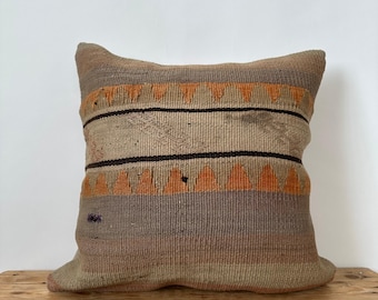 Kilim Pillow, 16" x 16" Inches Throw Pillow, Decorative Pillow, Turkish Pillow, Bohemian Pillow, Couch Pillow, Handmade Pillow, PE-3172