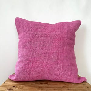 Roze hennepkussensloop, 24 x 24 inch, vintage kussens, bankkussen, decoratief kussen, Turks kussen, kussensloop, PE-3858