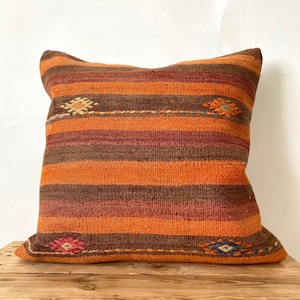Kilim Pillow, 20&quot; x 20&quot; Inches Throw Pillow, Decorative Pillow, Turkish Pillow, Bohemian Pillow, Couch Pillow, Handmade Pillow, PE-2568
