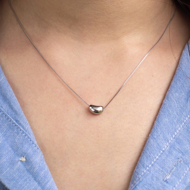 Tiffany Inspired Bean Necklace / 18k Gold Plated on Sterling Etsy