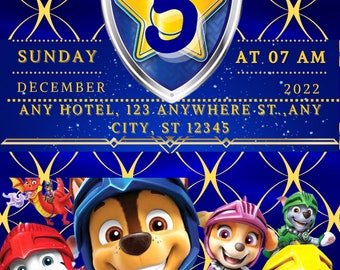Editable Paww Patrol Invitation, puppies Birthday Invite boy girl, puppy party, Instant Download, paw kids Birthday Invite template