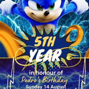 Invito di compleanno di Sonic the hedgehog / Biglietto d'invito online per bambini / Download istantaneo modificabile / Modello Canva per festa in piscina per bambini
