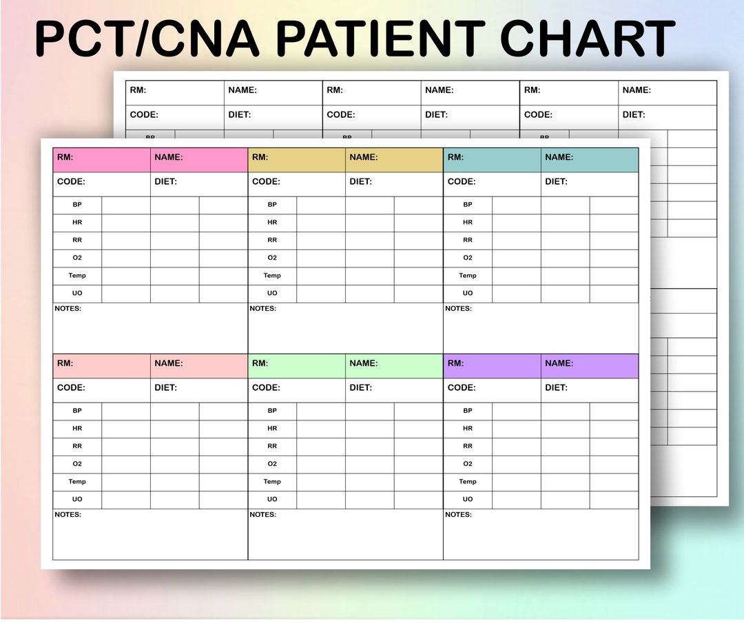 Patient Care Tech CNA Patient Chart PCT/CNA Patient Chart Etsy