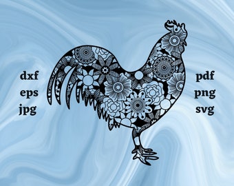 Download Mandala Rooster Svg Etsy