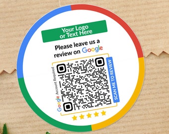 Personalised Google Review Stickers Round Business Stickers, Personalised Logo Google Reviews Labels, perfect for Branding Packaging QR Code