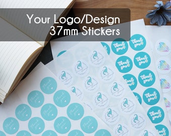 37mm Business Stickers, Logo Stickers, Custom Stickers and Labels, perfect for Branding, Packaging stickers available on Gloss or Matt Paper