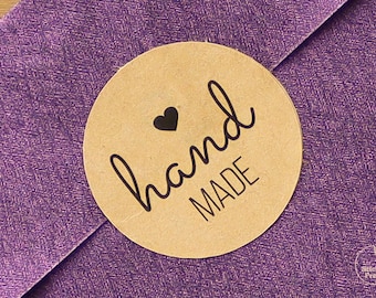 Pegatinas circulares Kraft "hechas a mano" de 37 mm, etiquetas Kraft redondas de agradecimiento, pegatinas de boda, sellos de embalaje ecológicos, pegatinas de pedido