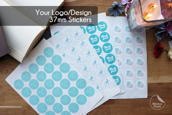 37mm Business Stickers, Logo Stickers, Custom Stickers and Labels, perfect for Branding, Packaging stickers available on Gloss or Matt Paper