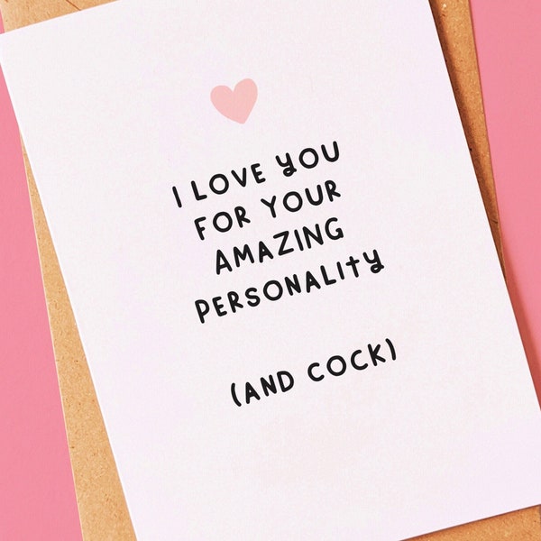 Rude, funny anniversary or valentines day card for him, husband, boyfriend, fiancé or valentine partner - Naughty, cheeky unique card