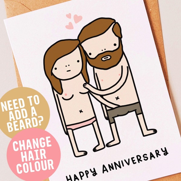 Personalised funny, naughty Anniversary card for him, her, husband, wife, boyfriend, girlfriend, fiancé, fiancée or partner - Rude gift idea