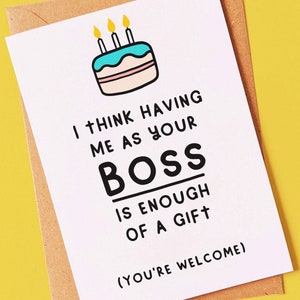 Funny birthday card for a work friend, colleague or employee from a boss, manager or employer
