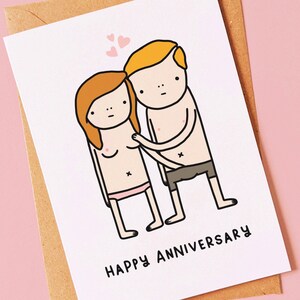 Funny, naughty card for an anniversary for a girlfriend, boyfriend, fiancé, fiancée, husband, wife or partner