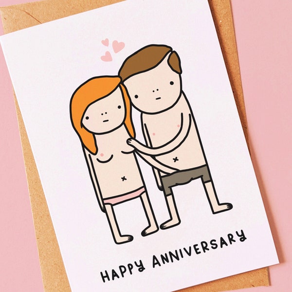 Funny, rude anniversary card for him or her, girlfriend, boyfriend, fiancé, fiancée, husband, wife or couple