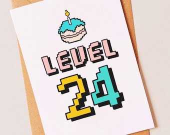 Boyfriend Twenty-Fourth Birthday Card Stepdad Partner For Her Modern 24th Birthday Card Stepmum Sister For Him Friend Girlfriend