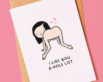 Funny, naughty card for an anniversary or valentines day for him, for her, girlfriend, boyfriend, fiancé, husband or valentine