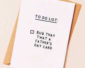 Tarjeta del Día del Padre grosera y divertida para papá de parte de un hijo o hija.
