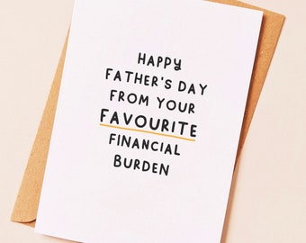 Funny fathers day card for dad from son, daughter or step daughter