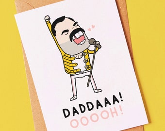 Funny Freddie Mercury birthday or fathers day card for him, dad or step dad