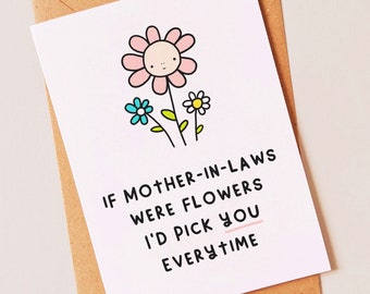 Cute and funny birthday card or thank you card for your mother in law