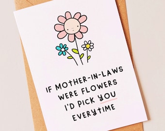 Jolie et amusante carte d'anniversaire ou de remerciement pour votre belle-mère