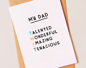 Rude, funny birthday or father's day card for dad, gift ideas from son or daughter