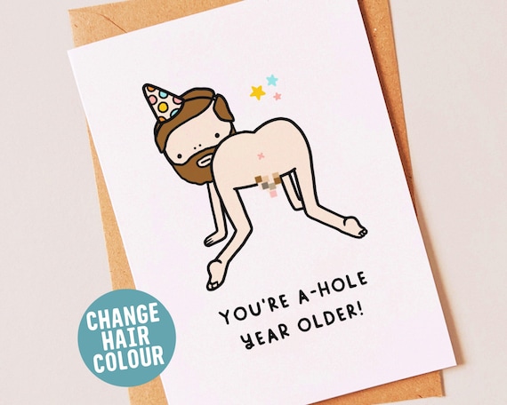 Rude, funny personalised birthday card for him, friend, boyfriend, brother or husband