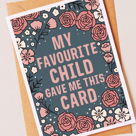 Funny birthday, mothers day card for mum or mam with cute floral pattern - Unique gift for her from son or daughter