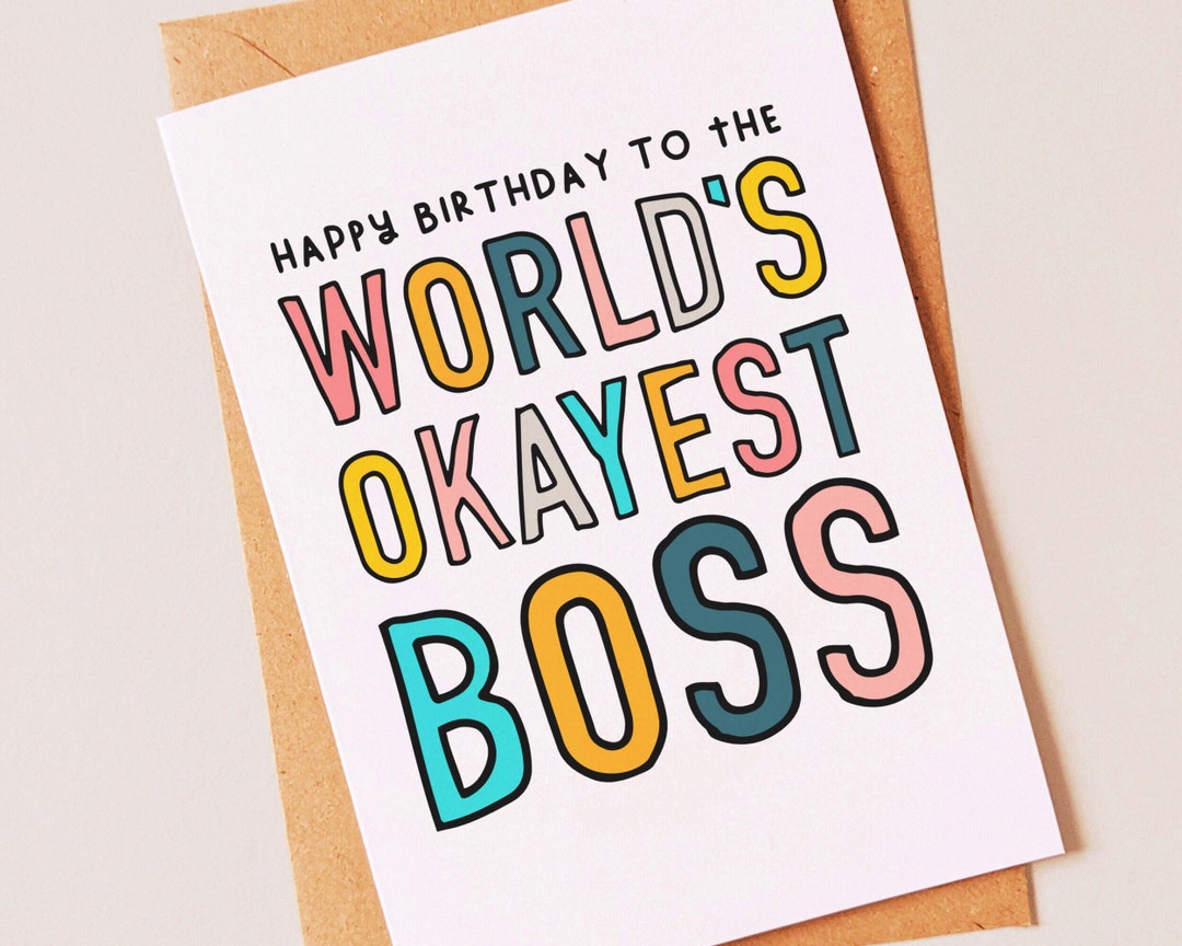 Okayest Boss Funny Birthday Card for Your Boss, Manager, Employer or ...