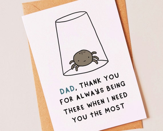 Funny spider birthday or fathers day card from his son or daughter - Dad humour gift